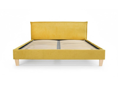 Double bed, bed, beds, upholstery, bedroom, box spring, marriage, yellow, textile, fabric
