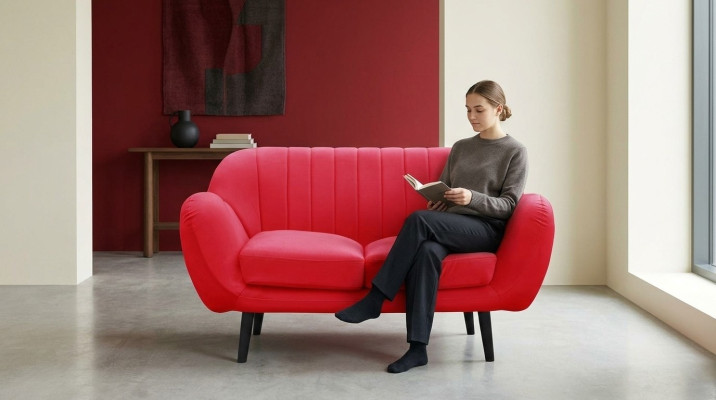 Sofa 2-seater design sofas modern upholstery fabric seat two-seater leather new