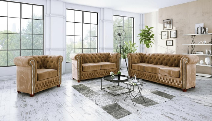 Design Sofa 3 Seater Chesterfield Fabric Couch Upholstery Sofas Textile Couches New
