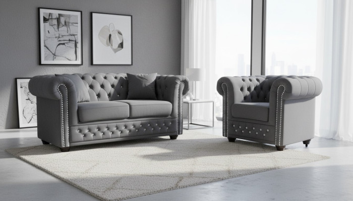 Chesterfield Sofa Set 2+1 Seater Design Couch Upholstery Sofa Set New