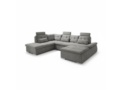 Corner sofa U-shape living area suite with bed function upholstery design