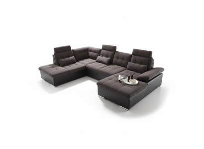 Sectional U-shaped sofa living landscape set with bed function design upholstery