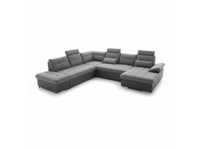 Design corner sofa, fabric L-shape, bed function, couch upholstery, corner modern.