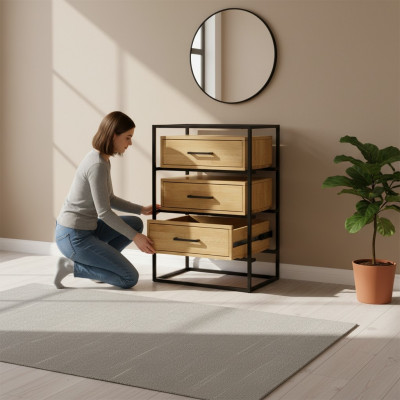 Designer Loft Dresser Sideboard Cabinet Living Room Shelf Luxury Metal Dressers