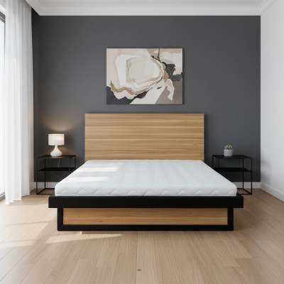 Loft Beds 140x200cm Solid Wood Bedroom Furniture Real Wood Bed Oak Metal