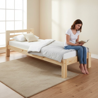 Bed single bed pine bed pine solid wood wooden bed 100x200 bed frame wood new