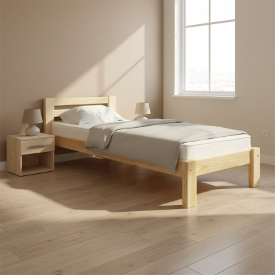 Bed single bed pine bed pine solid wood wooden bed 100x200 bed frame wood new