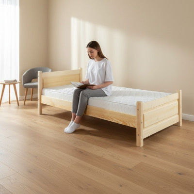 Solid wood bed genuine wood, massive wood bed 100x200 single bed, senior bed, handmade