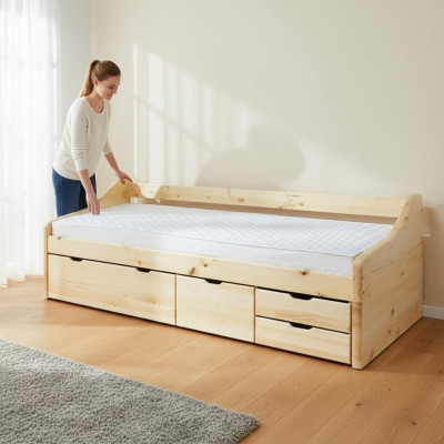 Wooden bed, solid wood bed, beds, bedroom, hotel, 90x200 style, solid furniture.