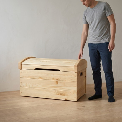 Solid Wood Furniture Box Handcrafted Wooden Furniture Chest Real Wood 68x44cm