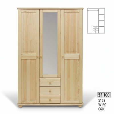 Wardrobe Pine Cabinet Solid Wood Bedroom Wardrobe Wardrobes Country Style New