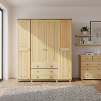 Solid wood, genuine wood wardrobe, cabinet, bedroom wardrobe, solid new
