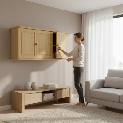 Wall cabinet, hanging cabinet, storage cabinet, kitchen, bathroom, solid wood furniture, real wood shelf.