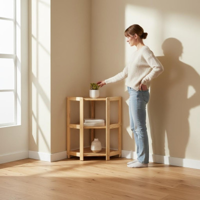 Corner shelf bookshelf living room wall shelf real wood shelves corner shelves office