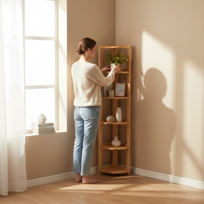 Corner shelf, cabinet, living room, wall cabinets, office shelves, real solid wood
