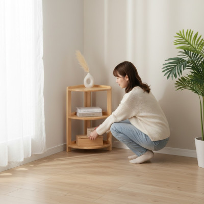 Corner shelf, solid wood shelves, storage cabinet, solid furniture, 30x30x86cm, new.