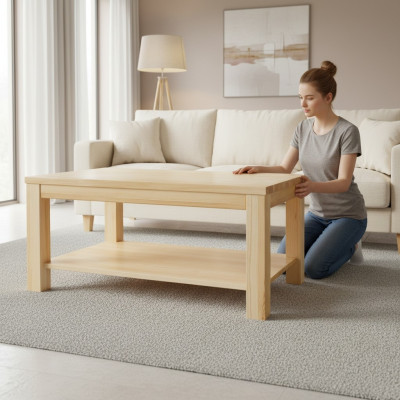 Wooden coffee table, solid wood living room furniture, 120x70cm solid tables