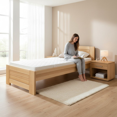 Wooden bed real wood bed bedroom hotel 100x200 style solid furniture beds