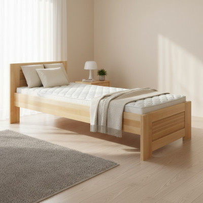 Wooden bed real wood bed bedroom hotel 100x200 style solid furniture beds