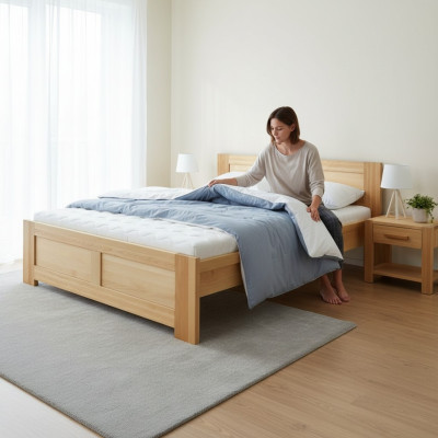 Bedroom wooden bed, real wood bed, beds, hotel style 180x200, solid furniture