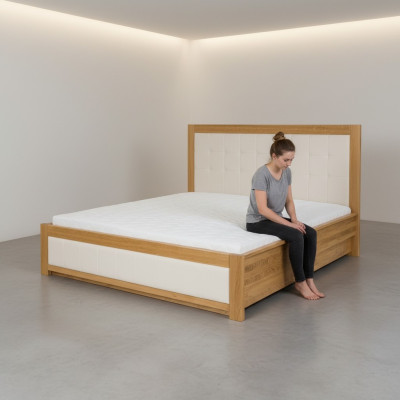 Solid Wood Double Bed, Beech Wood Bedroom Furniture, Wooden, New, 180x200cm