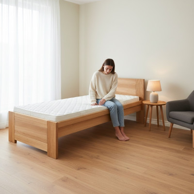 Bed wood solid bedroom beds 100x200cm single bed solid furniture furniture