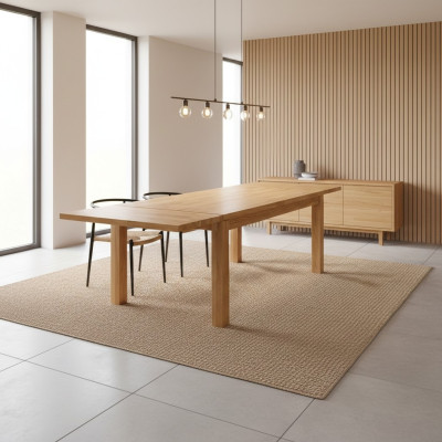Extendable dining table, wooden table, handcrafted solid wood, new, 180x200cm