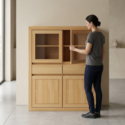 Handmade wooden sideboard sideboard made of real wood shelf living room