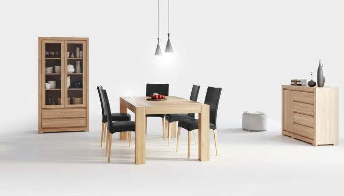 Dining set real wood solid wood table + 6 chairs dining ensemble solid wood