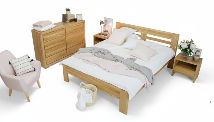 Bedroom furniture set bed solid wood nightstands 2x beds real wood 3-piece.