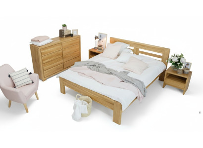 Bedroom furniture set bed solid wood nightstands 2x beds real wood 3-piece.