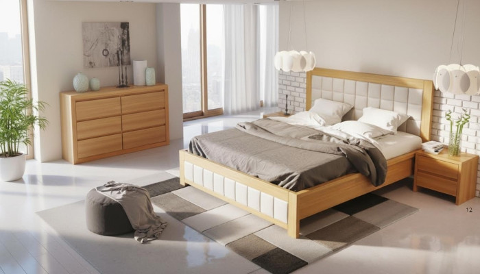3-piece bedroom set bed 2 bedside tables console beds double hotel upholstery