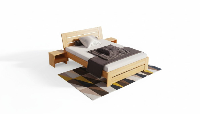 Bedroom set 5-piece. Bed 2x Nightstand + Dressing Table Mirror Solid Wood Furniture New