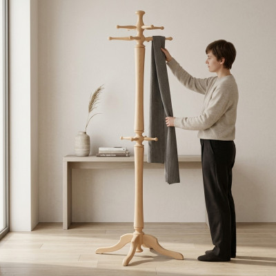 Coat rack wooden clothes stand wardrobe hanger 186cm modern stand