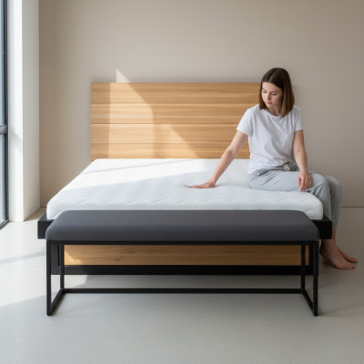 Modern bed real wood 140x200cm design beds bed frame oak style new