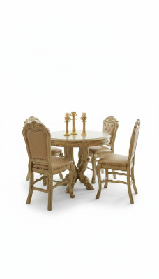 Dining table 4x chairs classic dining room set 5-piece set round table