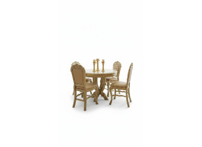 Dining table 4x chairs classic dining room set 5-piece set round table