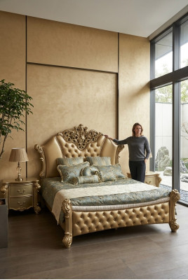 Bedroom 3-piece set, bed with 2 bedside tables, double luxury beds