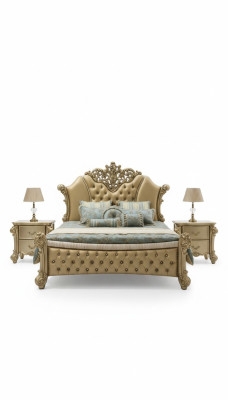 Bedroom 3-piece set, bed with 2 bedside tables, double luxury beds