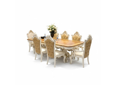 Royal Dining Room Set Baroque Rococo Table with 6 Chairs
