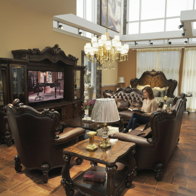 Sofa set 321 seater sofa couch leather suite upholstered set wood baroque