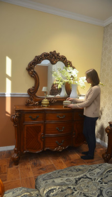 Buffet sideboard dresser mirror genuine handmade wood baroque rococo