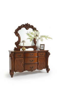 Buffet sideboard dresser mirror genuine handmade wood baroque rococo