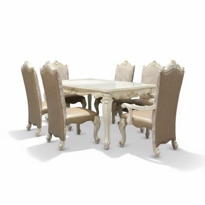 Dining Room Set Baroque-Rococo Dining Table x6 Chesterfield Leather Chairs