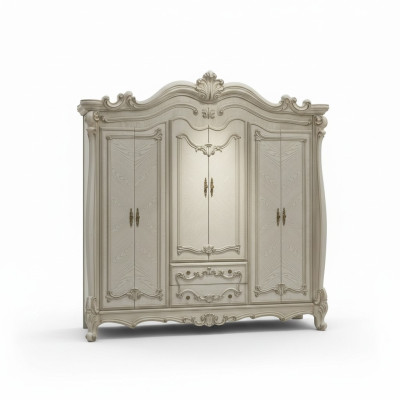 Classic antique style wardrobe cabinet wood closet bedroom baroque