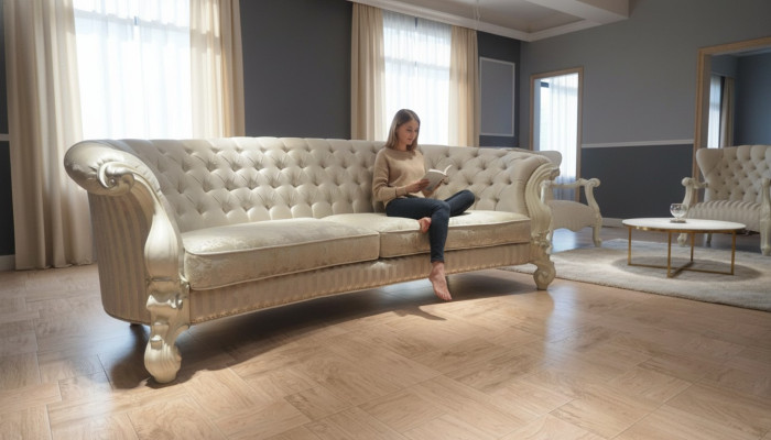 Sofa 4-seater couch design upholstery Chesterfield seat set leather textile