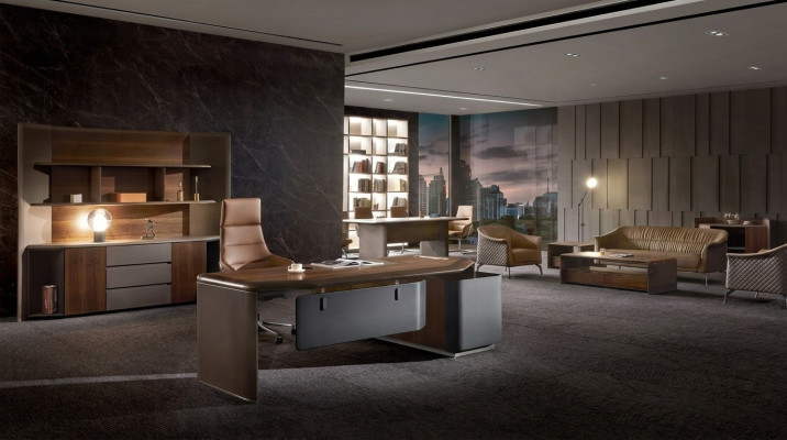 Office Work Room Set Armchair Table Complete Furniture 3-piece Furnishing