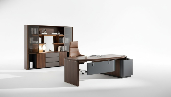 Office Work Room Set Armchair Table Complete Furniture 3-piece Furnishing