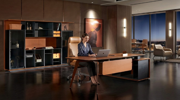 Desk set 3-piece office suite table, executive cabinet, chair, furniture