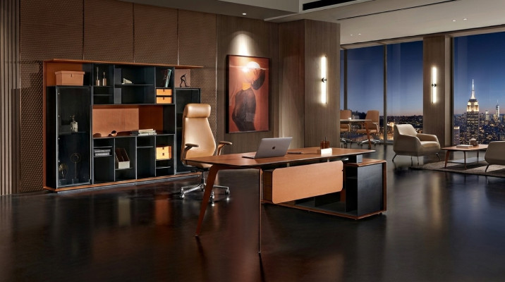 Desk set 3-piece office suite table, executive cabinet, chair, furniture